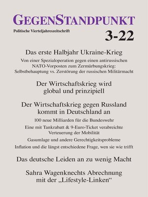 cover image of GegenStandpunkt 3-22